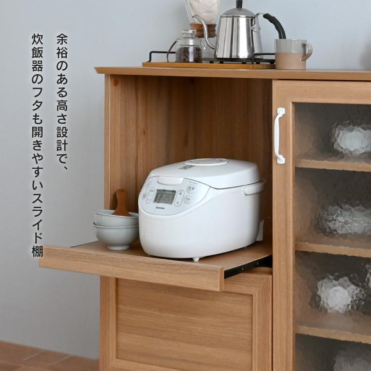 直送 レンジ棚 REBISTO レンジボード RV90-90RB 全2色 W90 H90cm デザインガラス 組立式 家具 キッチン 収納棚 新生活の画像