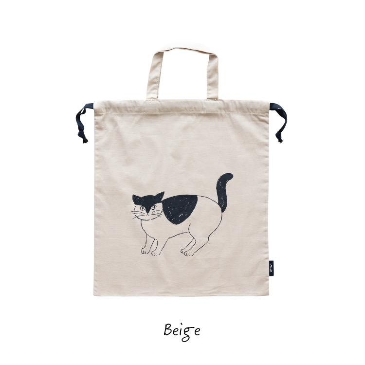 新品　松尾ミユキ ドローストリングバッグ L 巾着袋　猫　A　ねこ　ネコ 松尾ミユキ 巾着袋 Lサイズ 猫 巾着 袋 ポーチ ドローストリング