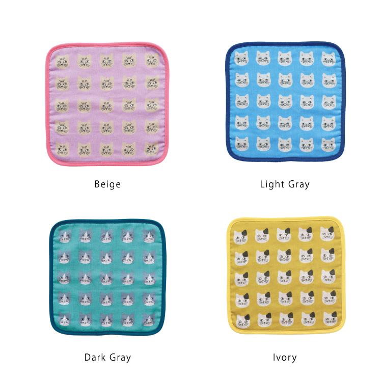 松尾ミユキ 猫 タオル ガーゼ / パイピングハンドタオル cat 全4