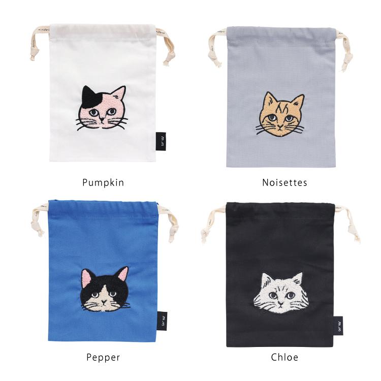 松尾ミユキ 巾着 刺繍ドローストリングバッグ S 全4種 Matsuo Miyuki