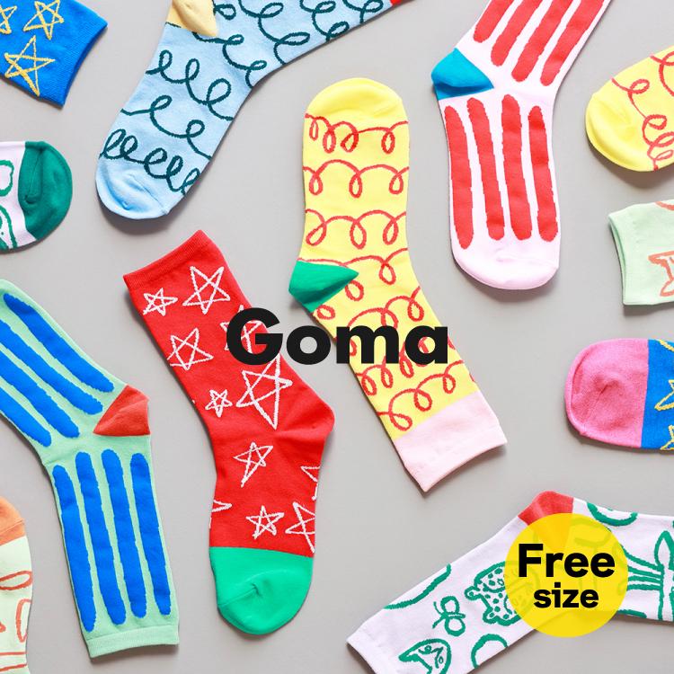 靴下 Goma ソックス 全8種 星 コード ライン 手書き風 カラフル ポップ