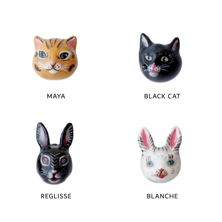 Nathalie Lete（ナタリーレテ） ピアス 全7種 ポーチ付き 猫 黒ねこ 