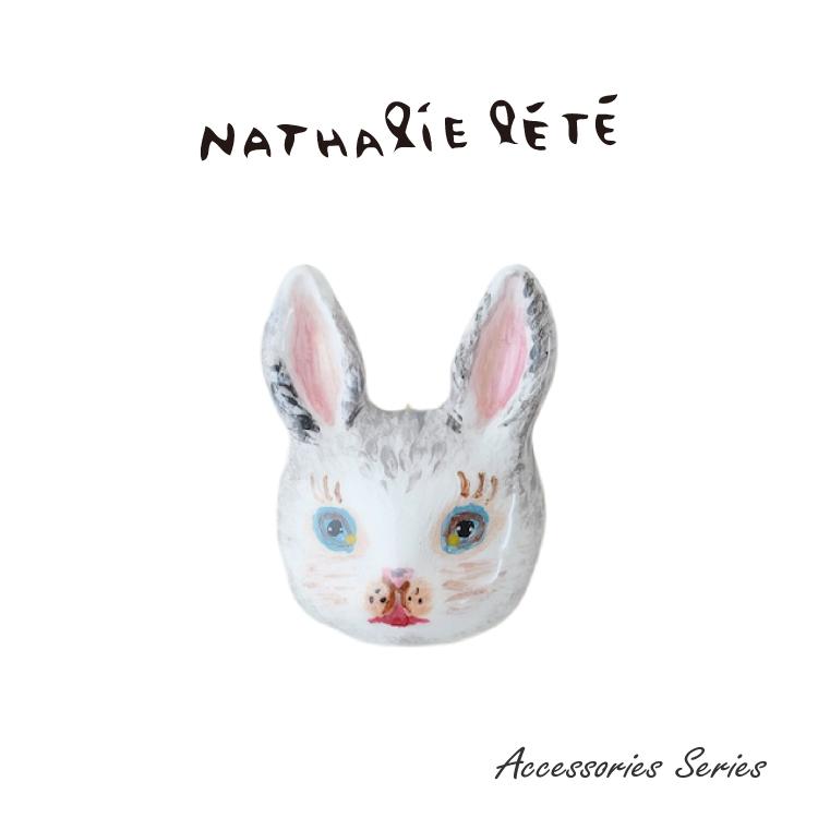 専用です【未使用品】ナタリーレテ うさぎ オーナメント ハンドペイント 硝子 Nathalie Lete（ナタリーレテ） ブローチ 全4種 ポーチ付き 猫 黒ねこ