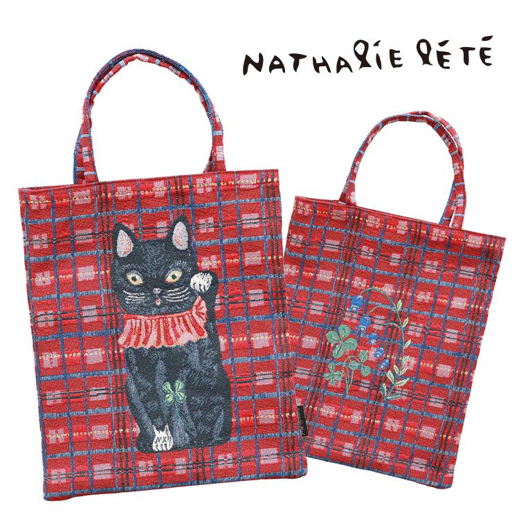 モモンガハウス(猫・ドーナツ柄)チェック赤   春(夏)仕様  1850円 Nathalie Lete（ナタリーレテ） ミニバッグ 全6種 小さ目 チェック