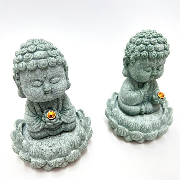 金属製 仏像 お香立て 皿付き お香立て 如来仏 全2種 香立て 線香立て お香ホルダー 香炉 香台付き
