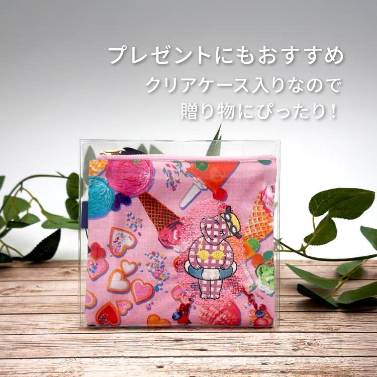 フラットポーチ AMICA ポーチ Sサイズ 全3種 刺繍 ステッチ マチ無し