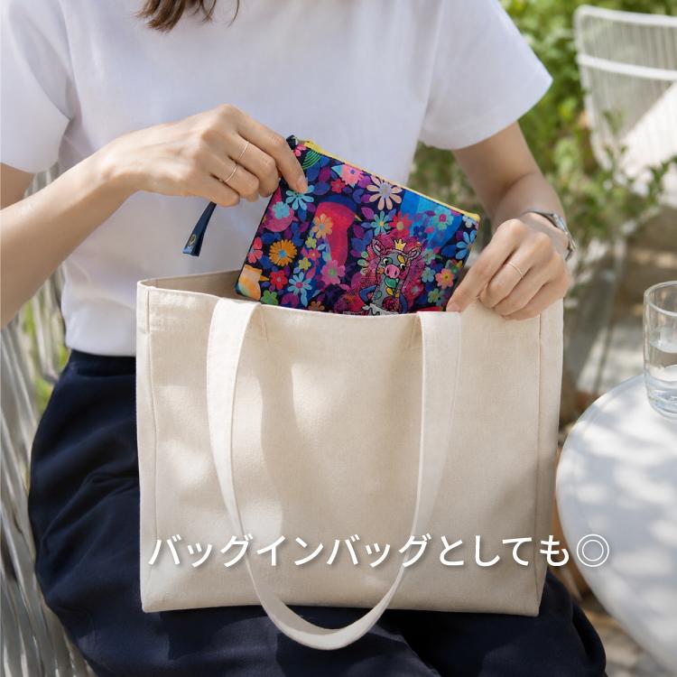 フラットポーチ AMICA ポーチ Sサイズ 全3種 刺繍 ステッチ マチ無し