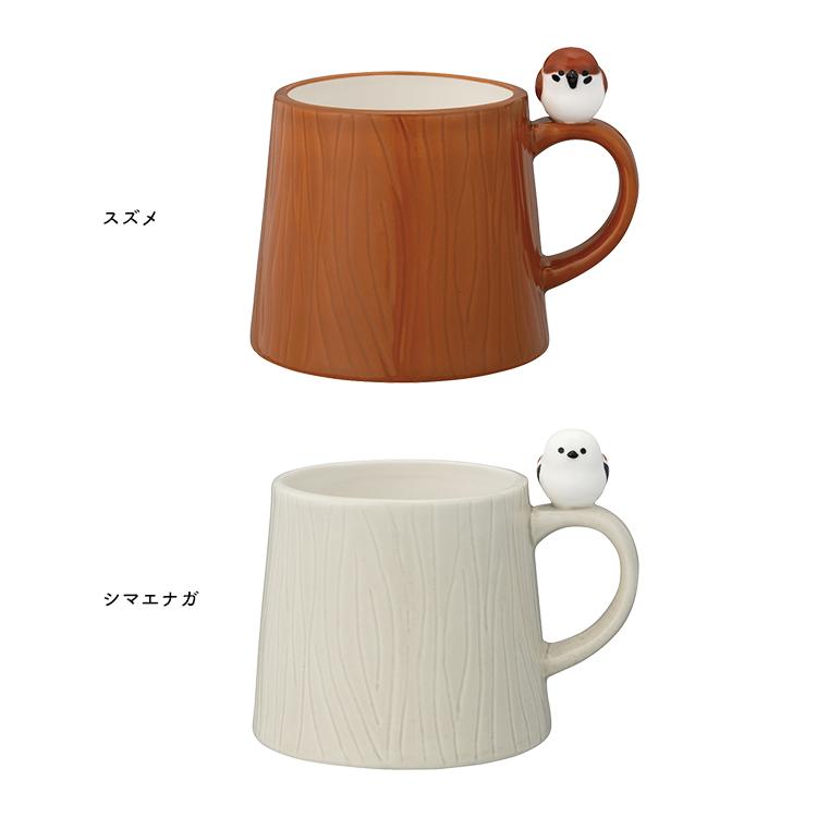 鳥デザインのマグカップと皿セット DECOLE マグカップ 鳥 / ニホンノコトリ 切り株マグ 全2種 200ml
