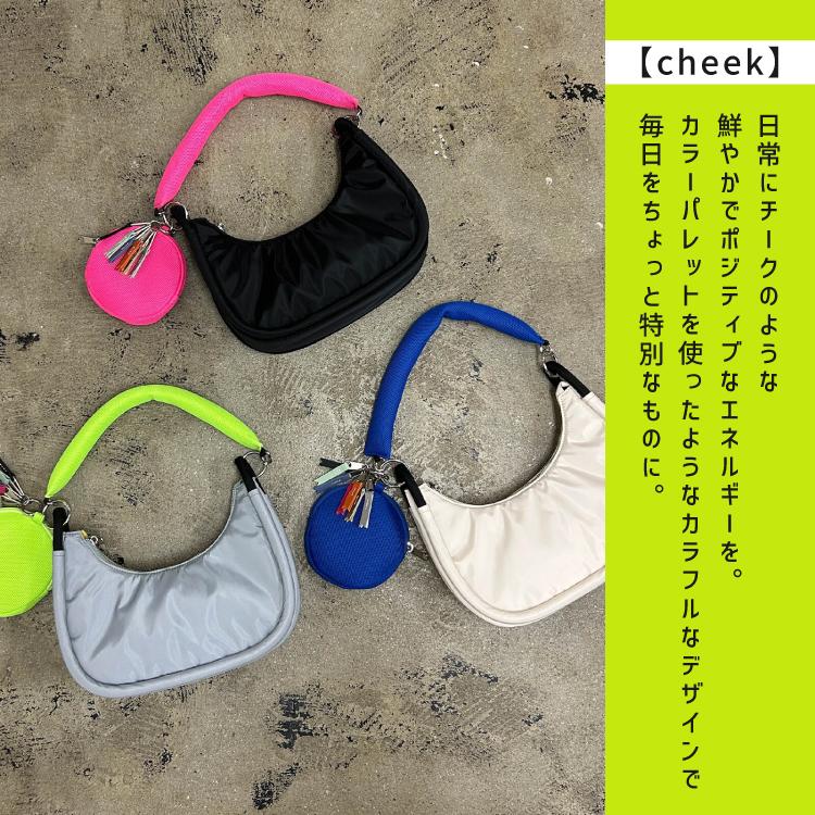 ショルダーバッグ cheek ラウンド2WAYショルダー 全3色 メッシュ素材