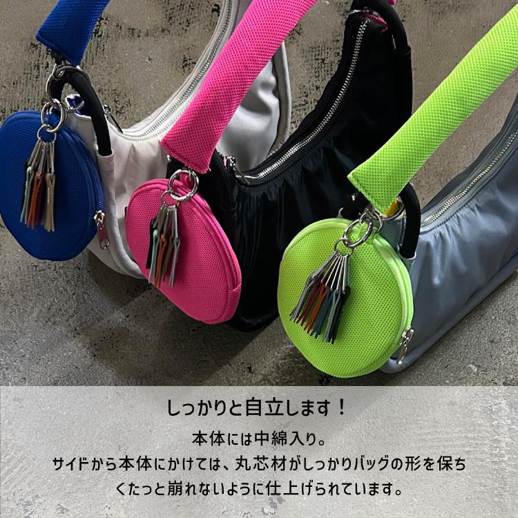 ショルダーバッグ cheek ラウンド2WAYショルダー 全3色 メッシュ素材 