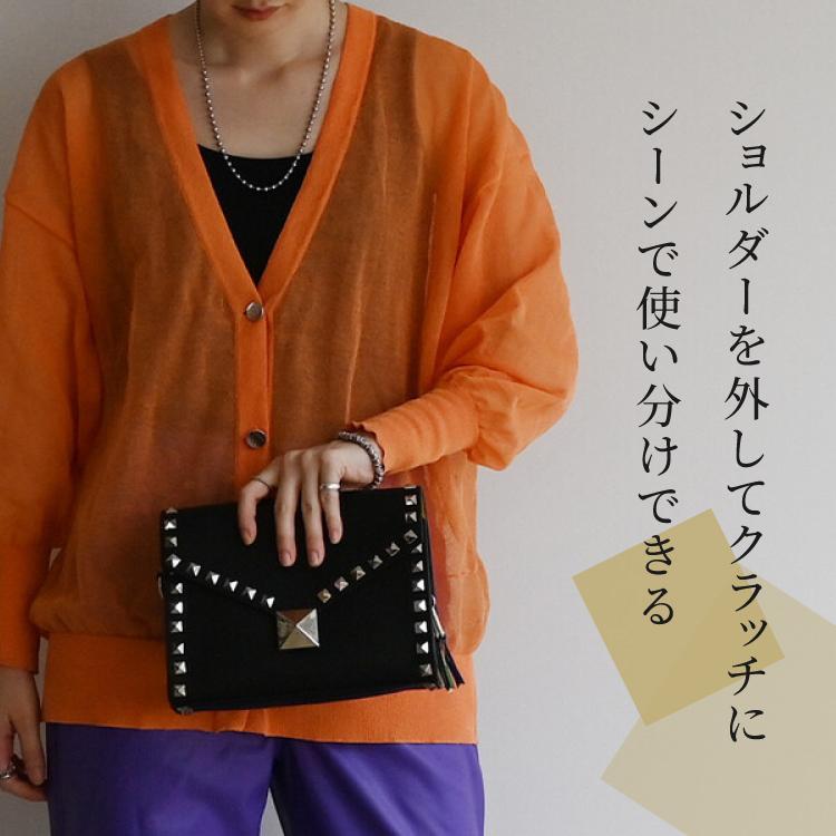 ショルダーバッグ studs shoulder 全5色 スタッズ シンプル かっこいい 個性的 インパクト 内ポケット チャーム 斜め掛け 肩掛け 長さ調節