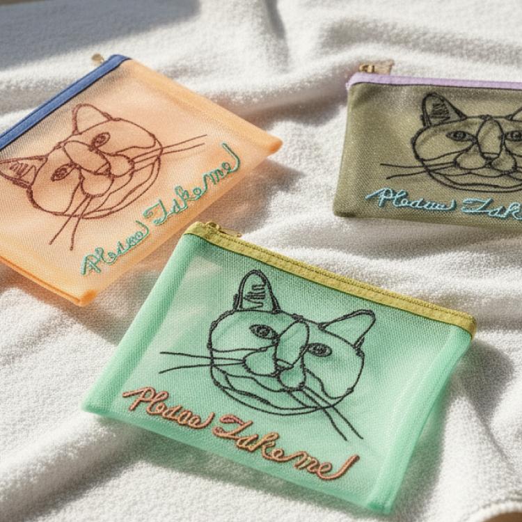 ポーチ シースルー HAyU 刺繍メッシュポーチ 全3色 小物入れ メーク