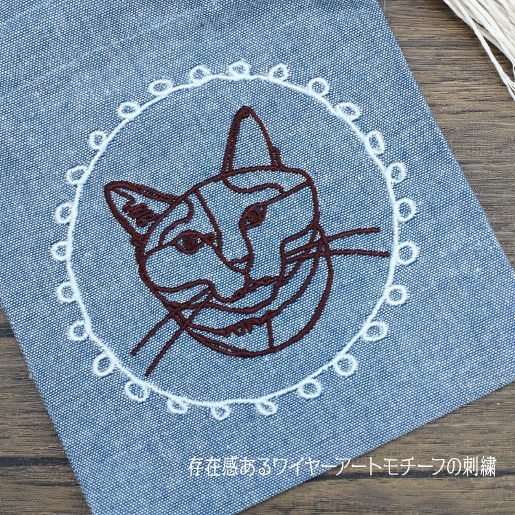巾着 S HAyU 刺繍巾着 Sサイズ 全2色 タッセル 巾着バッグ 猫 CAT 刺繍