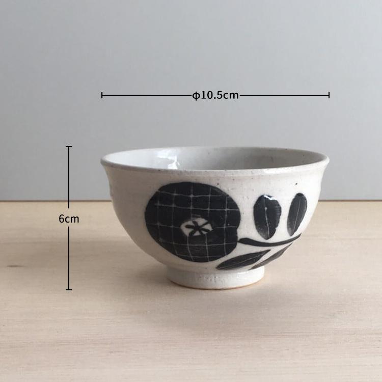 花柄手描き陶器茶碗2個セット 楽天市場】瀬戸焼 工房風花作 茶碗 色絵花化粧 花柄 黒