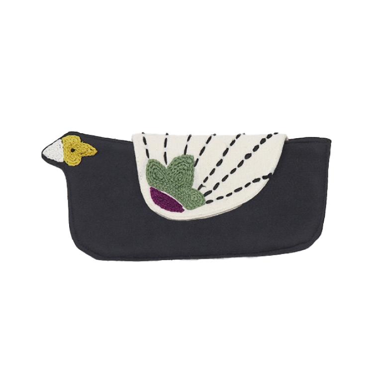 爆買 眼鏡ケース トリ刺繍 メガネケース 全2種 鳥 コンパクト 刺繍