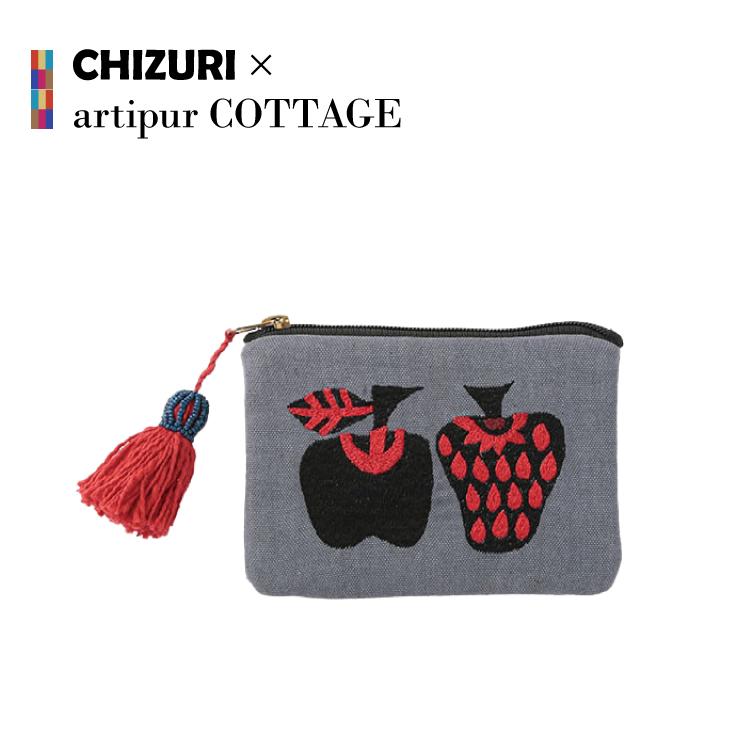 ポーチ | CHIZURI 刺繍フラットポーチ 全4種 タッセル付 ポーチ | CHIZURI 刺繍フラットポーチ 全4種 タッセル付