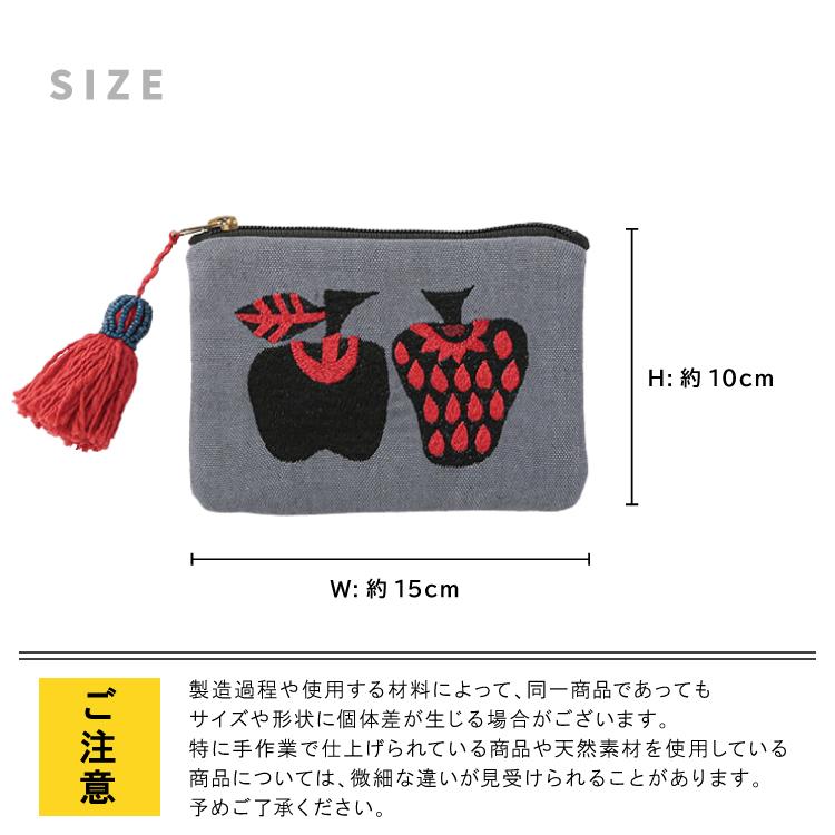 ポーチ | CHIZURI 刺繍フラットポーチ 全4種 タッセル付 ポーチ | CHIZURI 刺繍フラットポーチ 全4種 タッセル付