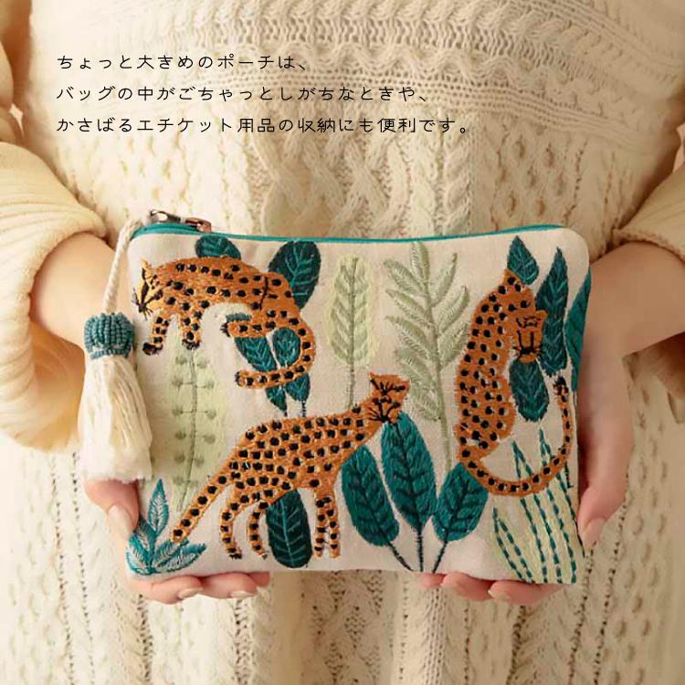 ポーチ | KANKAN レオパード フラットポーチ Three leopards ポーチ | KANKAN レオパード フラットポーチ Three leopards