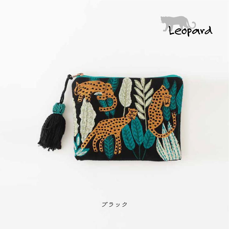 ポーチ | KANKAN レオパード フラットポーチ Three leopards ポーチ | KANKAN レオパード フラットポーチ Three leopards