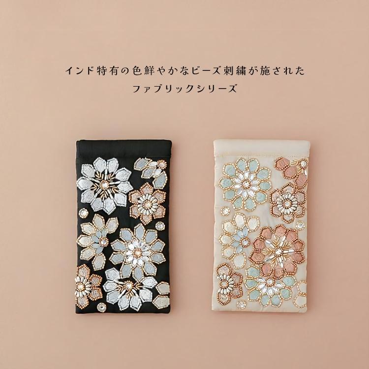 眼鏡ケース ビーズ 刺繍 / KANKAN メガネケース 全2色 M42-2496 綿100