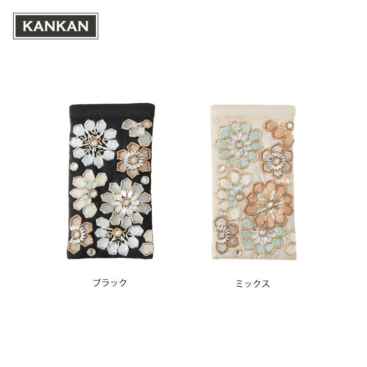 爆買 眼鏡ケース ビーズ 刺繍 KANKAN メガネケース 全2色 M42-2496 綿