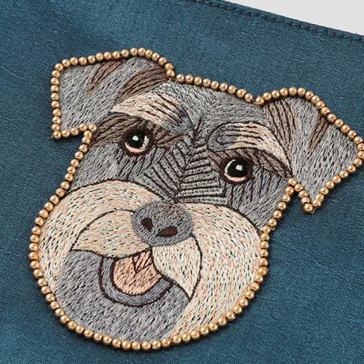 フラットポーチ |ドッグ刺繍ポーチ 全5種 ダルメシアン ビーグル