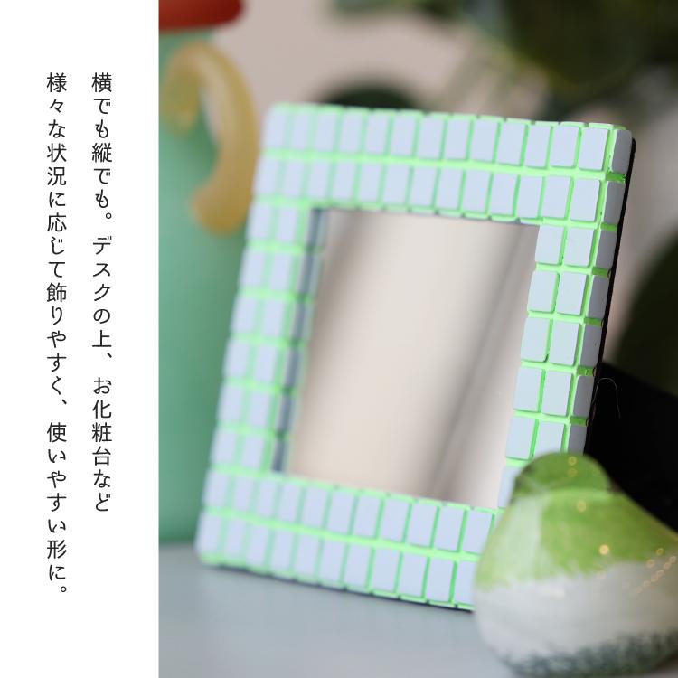 magnet ミラー 鏡 MEX MIRROR グリーン ネオンカラー タイル風 北欧