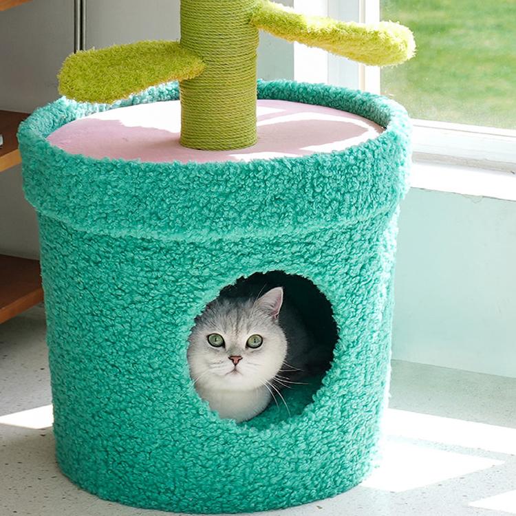 猫ハウス キャットタワー 爪とぎ / zeze POT PET HOUSE PURPLE 花