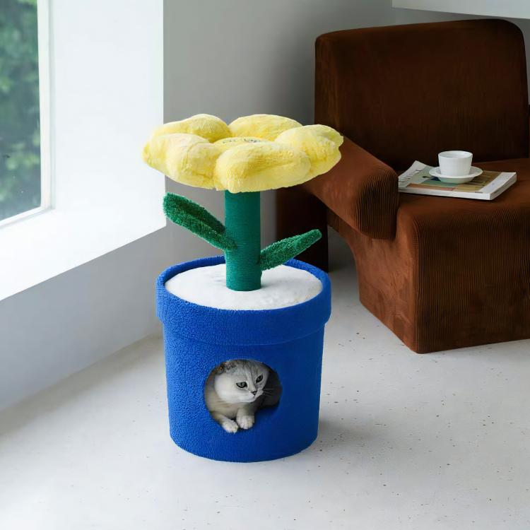爆買 猫ハウス キャットタワー 爪とぎ zeze POT PET HOUSE RED 花