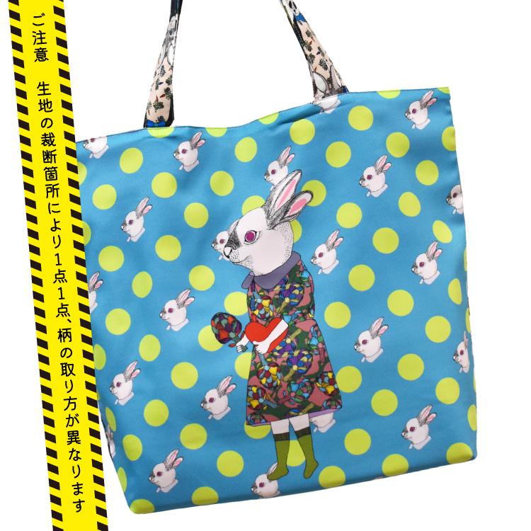 マンナインmannineトートバッグ ウサギ トートバッグ マンナイン ポリエステル ワイドトートバッグ polka dot