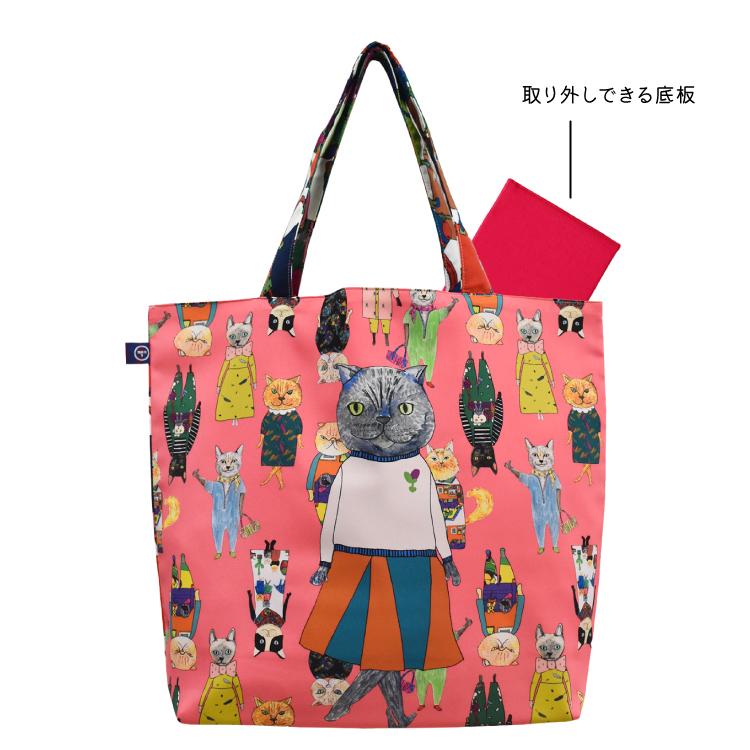 ま*ー様 ハンドメイド 猫ちゃん マチありレース付きトートバッグ Dカン付、フラ トートバッグ マンナイン ポリエステル ワイドトートバッグ dress up