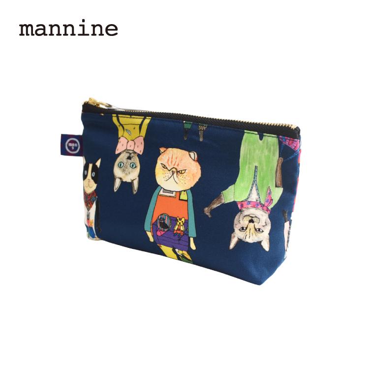mannine ポーチ マチ付き dress up cat violet 192171068 マンナイン