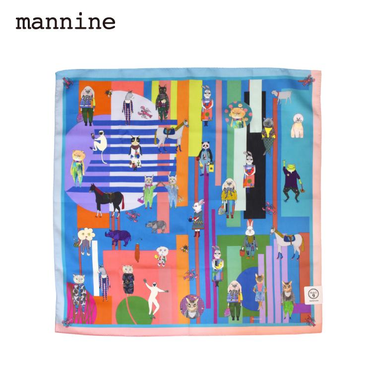 マンナイン ハンカチ mannine コットンハンカチ 全2種 正方形 岸本万里