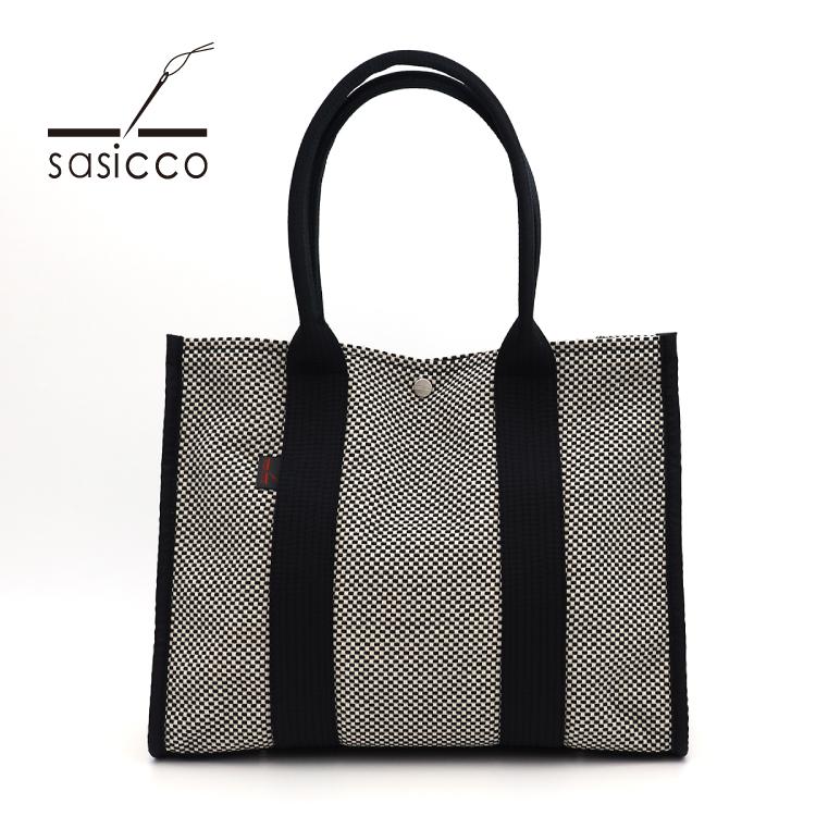 爆買 バッグ 刺し子 sasicco スクエアトート M plus 全2色 三河木綿
