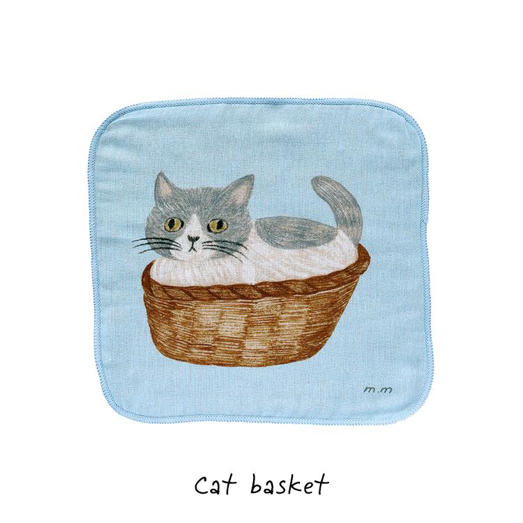 鳥籠に入った猫ちゃん　ガーゼハンカチ 鳥籠に入った猫ちゃんガーゼハンカチ