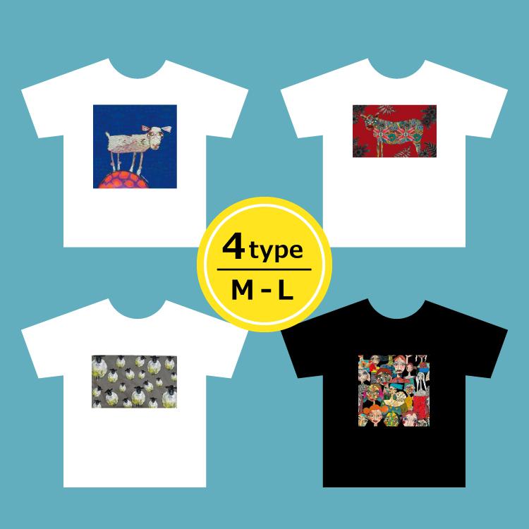 Tシャツ トップス オリビア ボタ 全4柄 2サイズ 2色 M L 白 黒 半袖