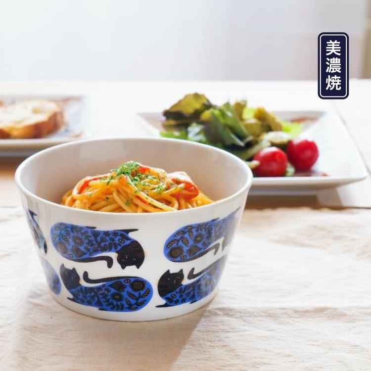 食器 ボウル | Orie 黒猫と花模様 マルチボウル| 美濃焼 吾山窯