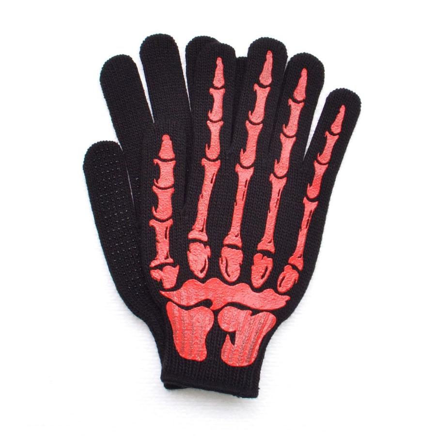 ワーキンググローブ グローブ 手袋 軍手 ボーンハンド ボーン 骨 ブラック レッド ユニセックス HELLCATPUNKS ヘルキャットパンクス ボーンワーキンググローブ | HELLCATPUNKS