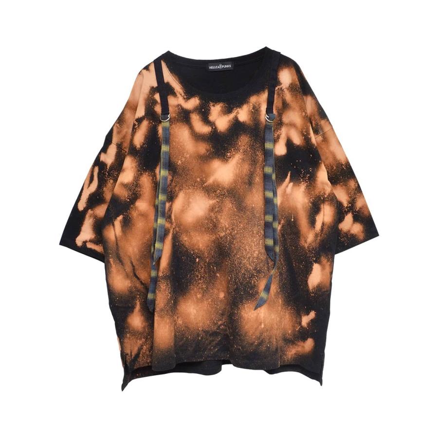 Tシャツ 半袖 ブリーチ ストラップ ブラック ジェンダーレス ユニセックス HELLCATPUNKS ヘルキャットパンクス ブリーチビッグTシャツ