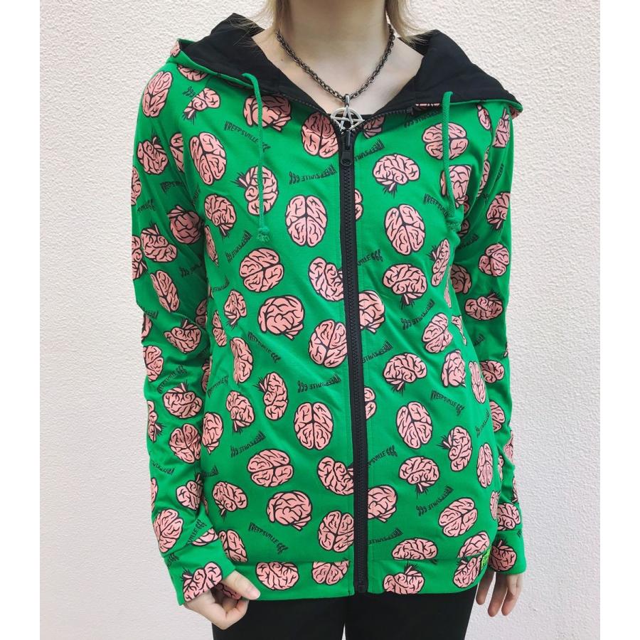 はるページ　パーカー　3色 HELLCATPUNKS（ヘルキャットパンクス） パーカー ジップ プリント 総柄