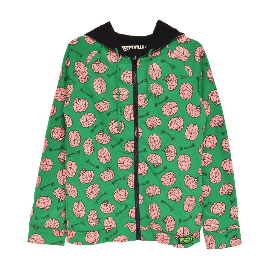 ジップパーカー HELLCATPUNKS（ヘルキャットパンクス） パーカー ジップ プリント 総柄