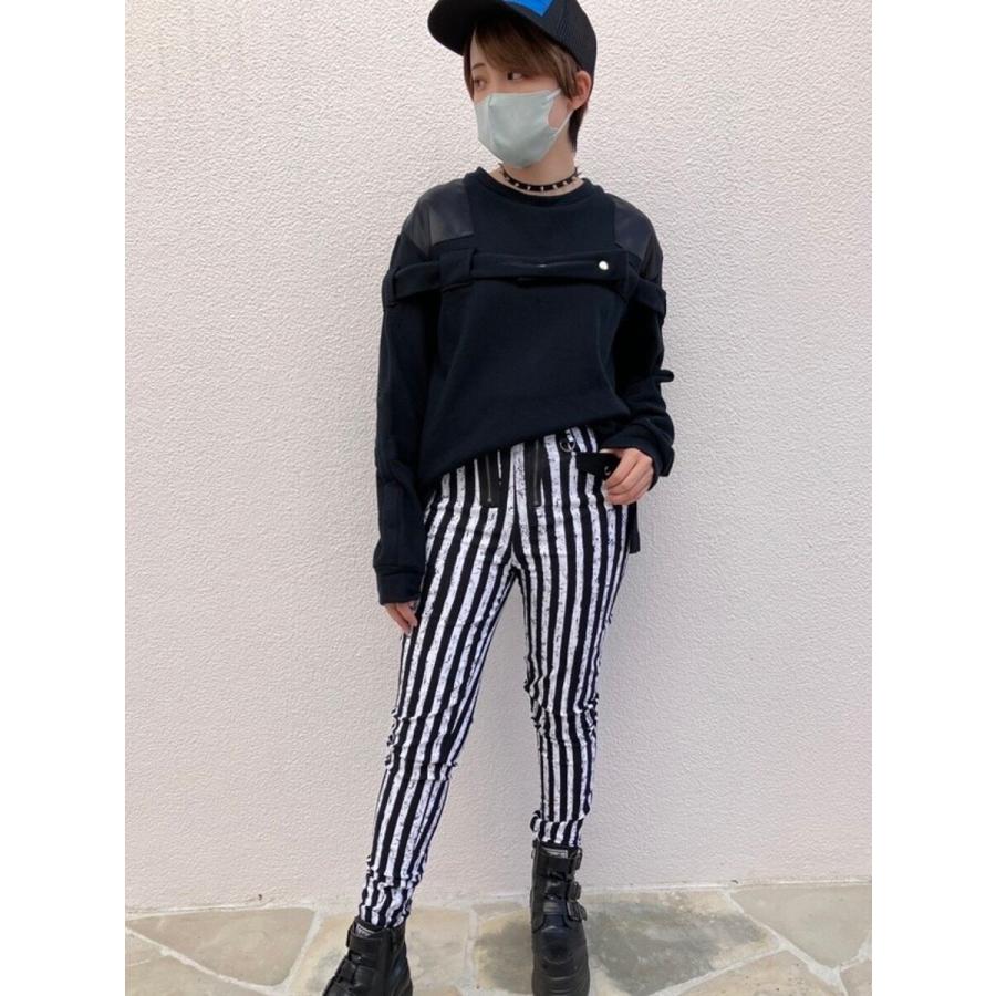 パンツ スキニー ハイウエスト ストライプ ブラック ホワイト レディース BANNED APPAREL バーンドアパレル ストライプスキニーパンツ | HELLCATPUNKS | 09