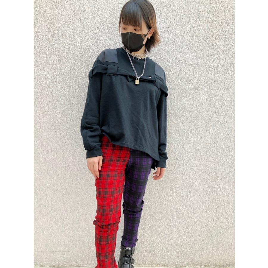 パンツ スキニー チェック レッド パープル Mサイズ Lサイズ ユニセックス BANNED APPAREL バーンドアパレル チェックスキニーパンツ | HELLCATPUNKS | 01