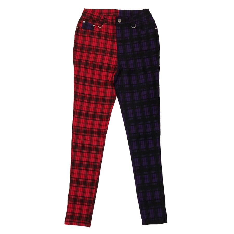 パンツ スキニー チェック レッド パープル Mサイズ Lサイズ ユニセックス BANNED APPAREL バーンドアパレル チェックスキニーパンツ | HELLCATPUNKS | 02