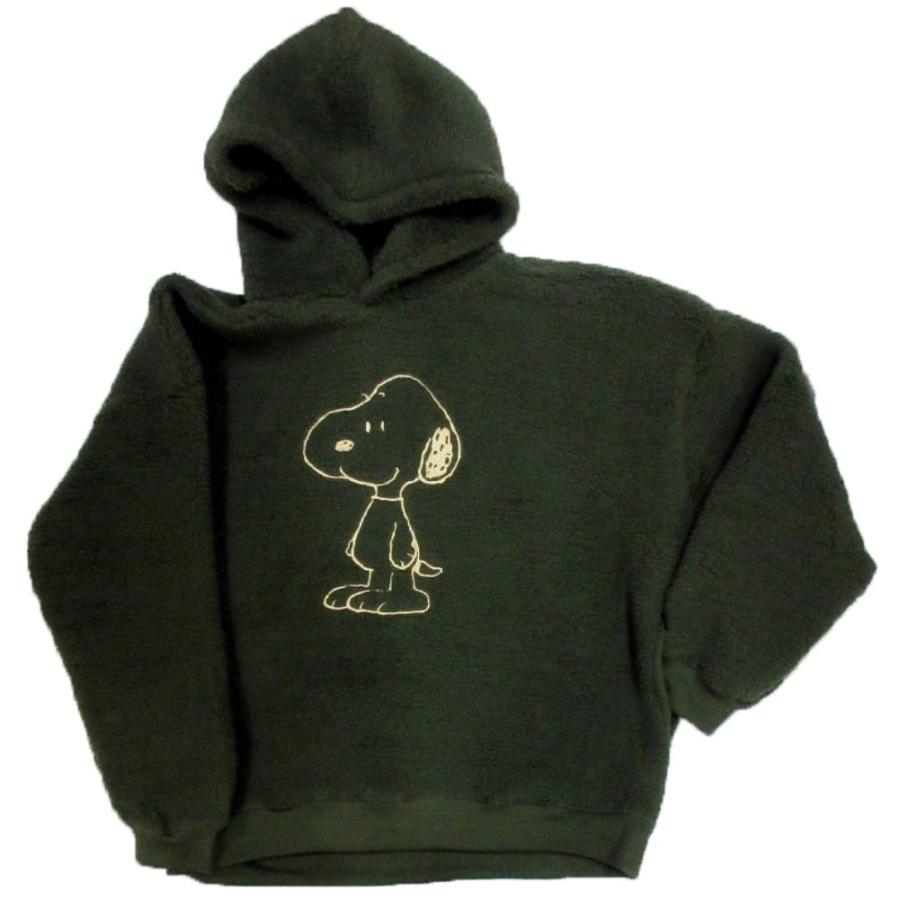 SNOOPY（スヌーピー） メンズ パーカー 表ボア 暖か 長袖 キャラ 刺繍