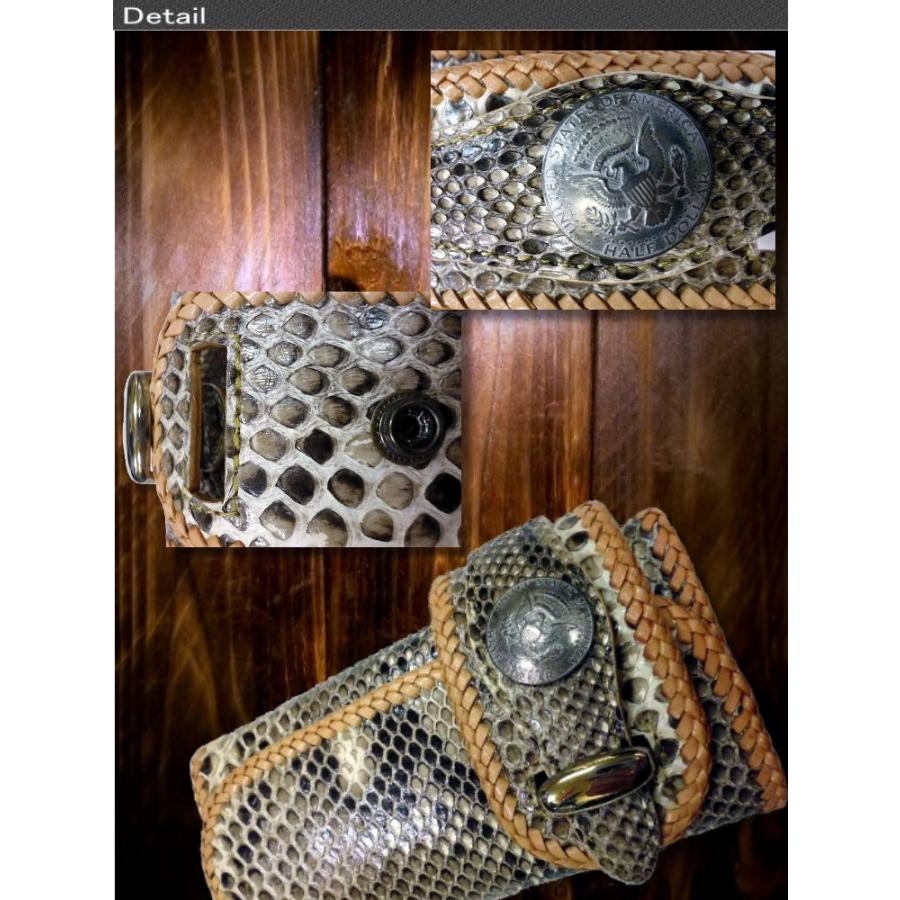 訳有 長財布 メンズ 3つ折り 財布 パイソン ハンドメイド ウォレット 送料無料 /bif020 |  | 01