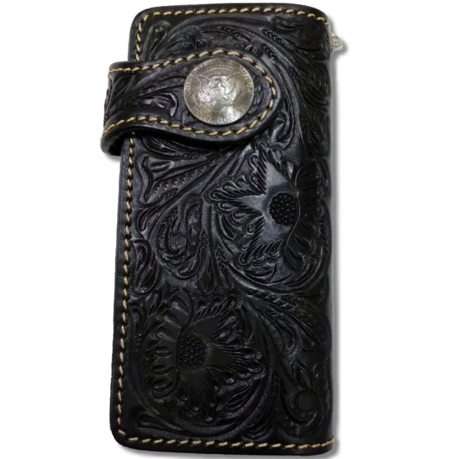 長財布 メンズ 財布 蔦 花 カービング ハンドメイド ウォレット 送料