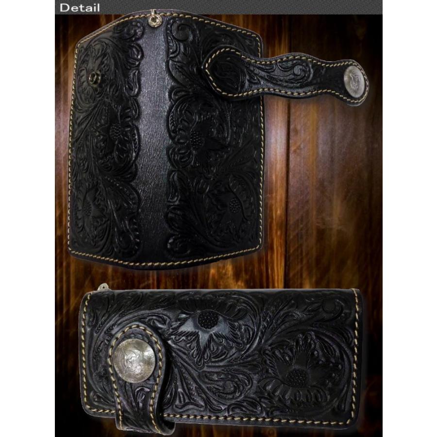 カービング ハンドメイド メンズ 長財布 財布 メンズ 本革 ヌメ革 Mama kin'] 長財布 ラウンドファスナー レザーカービングウォレット