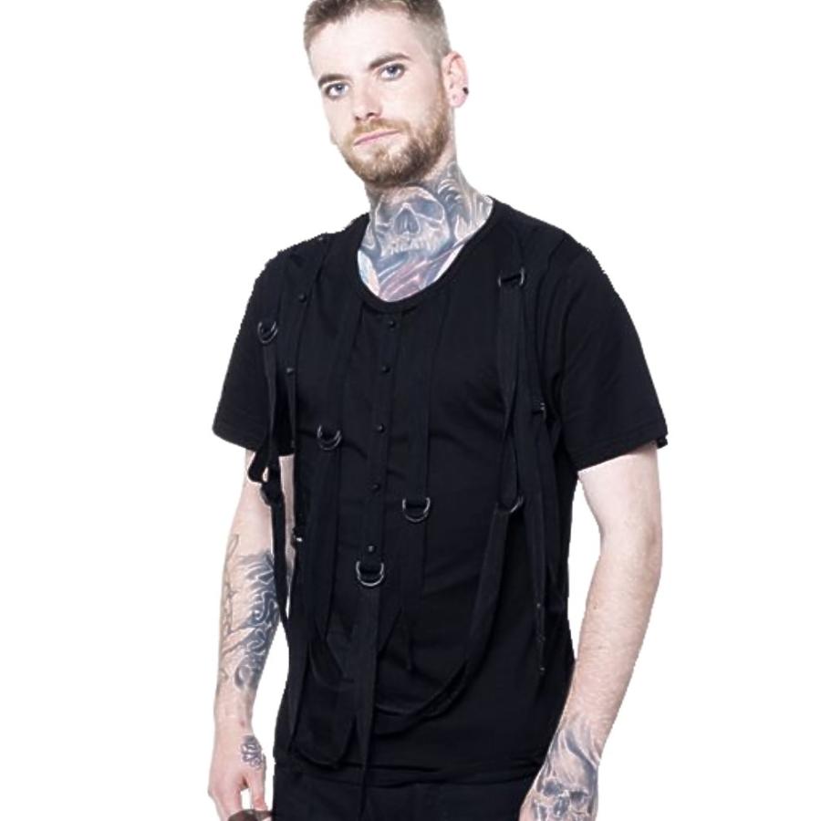 ゴシック ファッション メンズ 半袖 丸鋲付き 垂れ紐 Tシャツ 無地 柄 服 薄手 黒 Rfa001 半袖 新品即決 Www Stavanger Taxi No