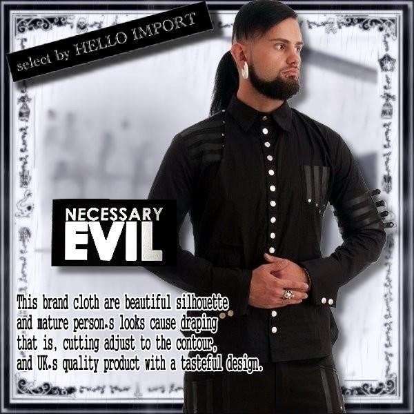 再無 生産終了 ドレスシャツ ゴシック メンズ 服 黒 超スナップボタン 長袖 送料無料 /rfa033 | 